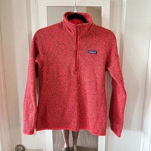 PATAGONIA Women's Better Sweater 1/4 Zip Pullover Jacket -Size S-Coral Heather